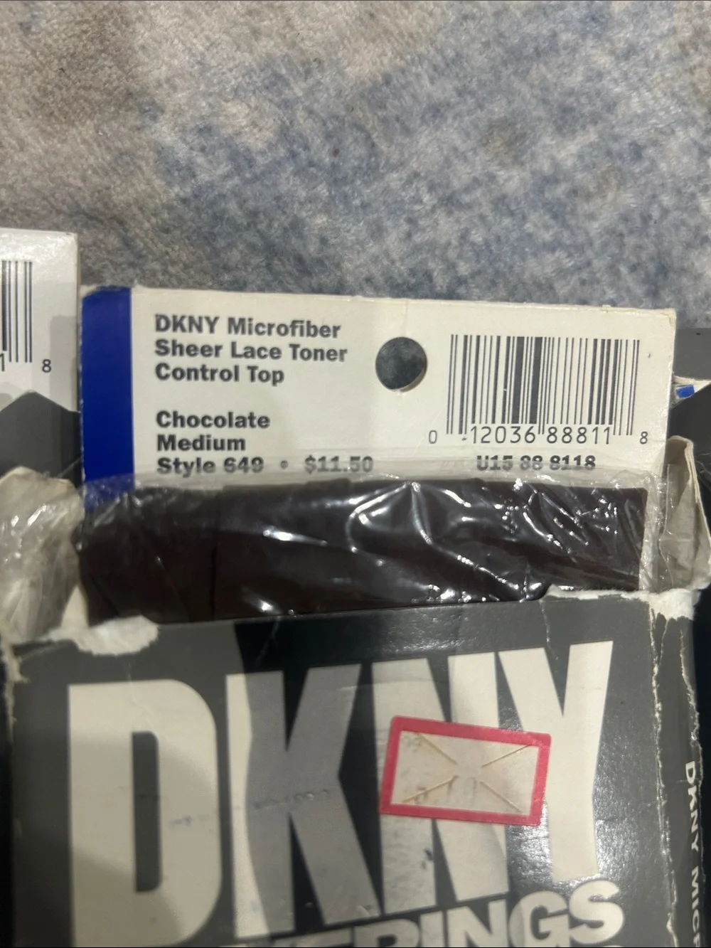 4 Vintage DKNY Microfiber Control Top sheer lace toner #649 chocolate medium